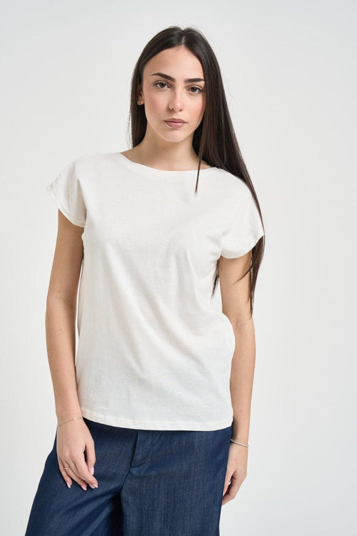 T-shirt donna con scollo sul retro bianca