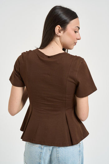 T-shirt donna fondo svasato marrone - 3