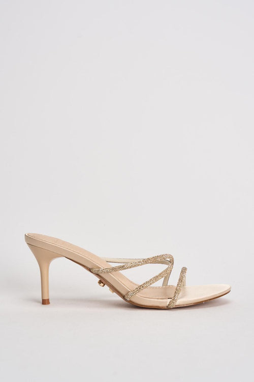 Sandali donna con strass oro