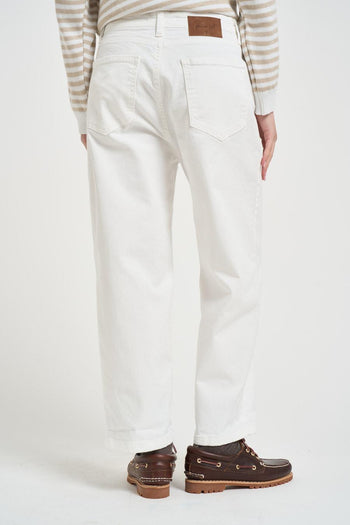 Jeans donna gamba dritta in denim bianco - 3