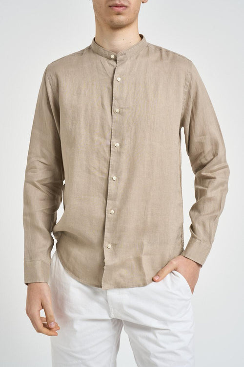 Camicia uomo beige in lino