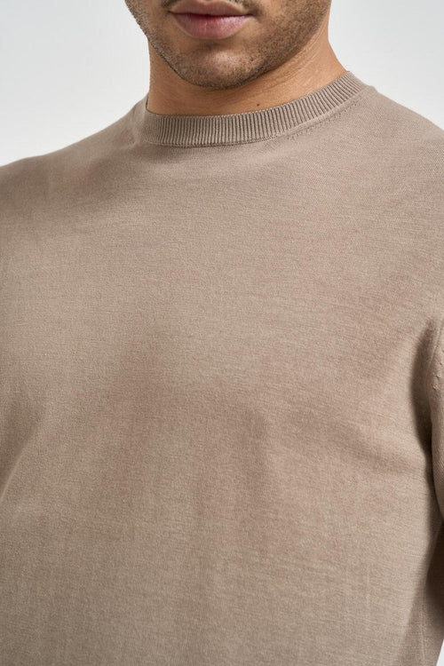 T-shirt girocollo in maglia beige - 2