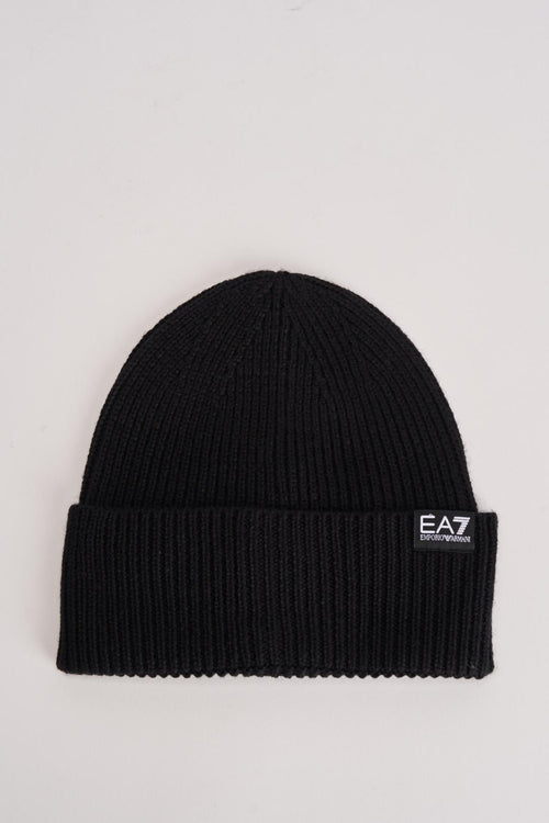 Berretto uomo a costine nero