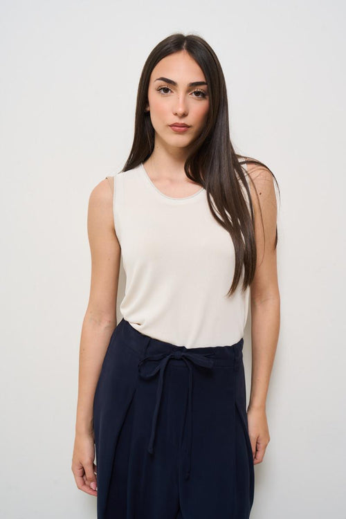 Top donna girocollo panna