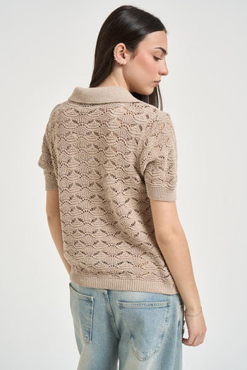 Polo donna traforata beige - 3