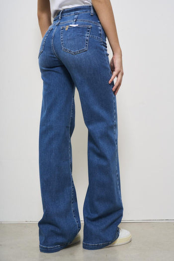 Women's dark denim flare jeans - 5