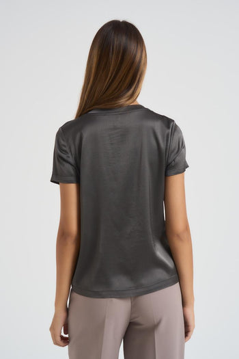 T-shirt donna girocollo grigio antracite - 6