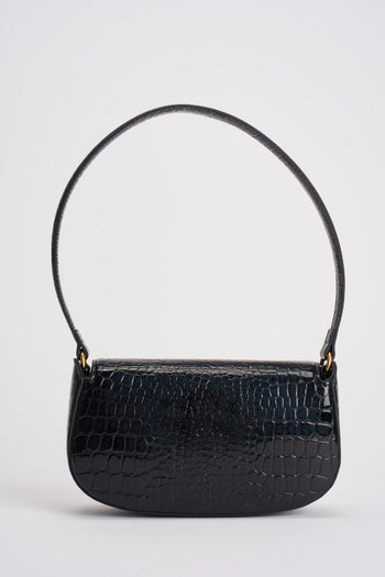 Borsa donna in ecopelle pitonata nera - 4