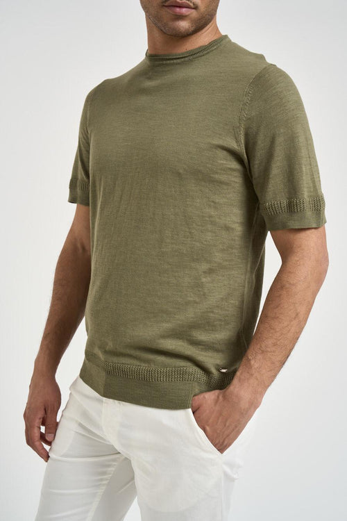 T-shirt uomo in maglia verde militare