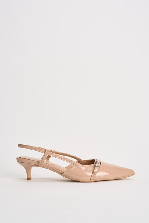 Slingback donna in vernice rosa cipria