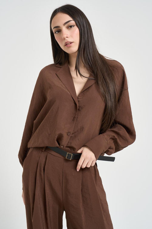 Camicia donna over fit moro - 2