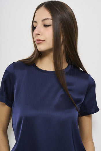 T-shirt donna satinata blu - 3