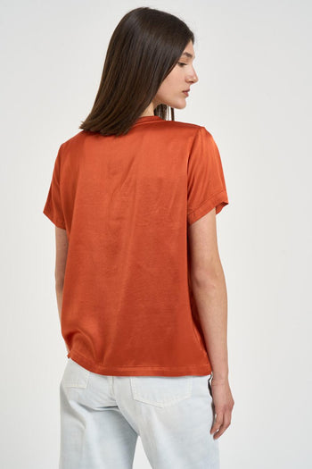 Blusa donna satinata arancione - 3