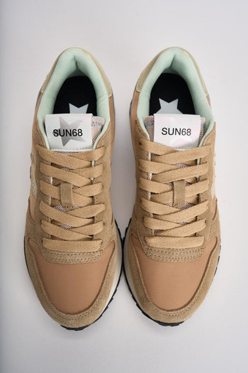 Sneakers donna suede cammello e beige - 6