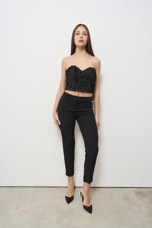 Top donna con petali nero