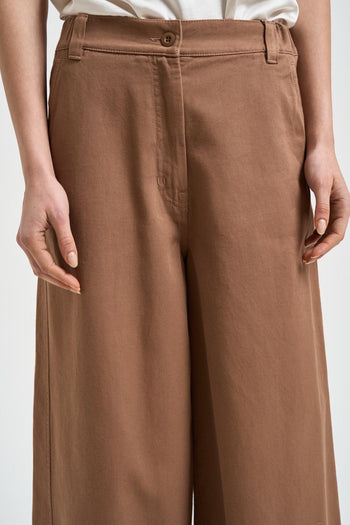 Pantaloni donna marroni a gamba ampia - 5