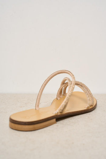 Sandalo donna con strass dorati - 4