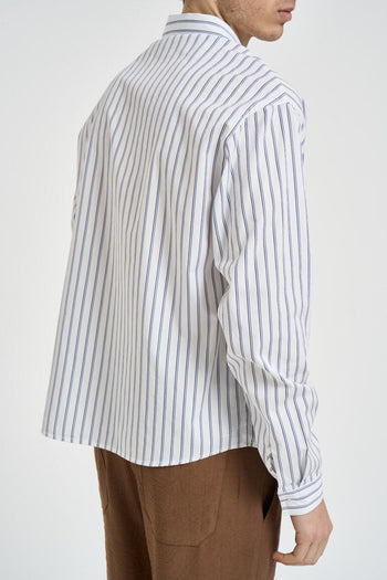 Camicia uomo bianca a righe blu - 5