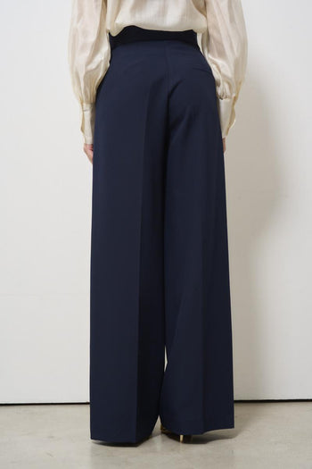 Pantalone donna blu a palazzo - 5
