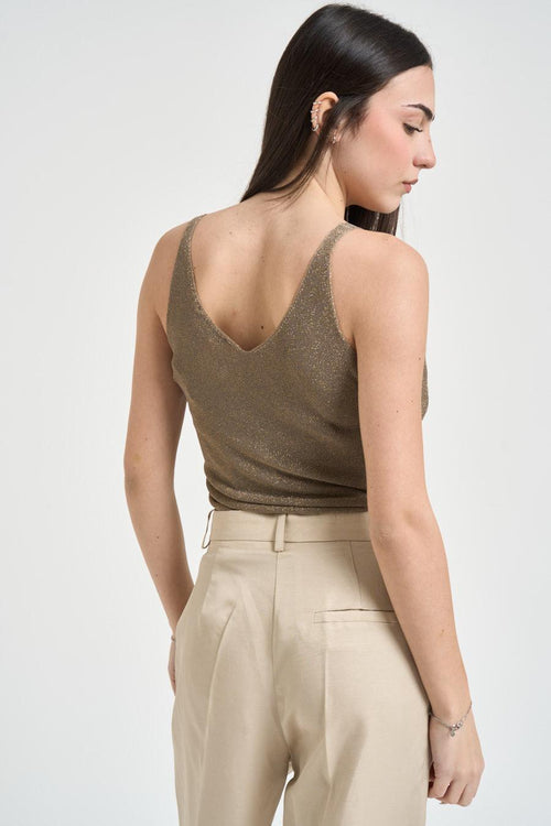 Top donna in lurex tortora - 2