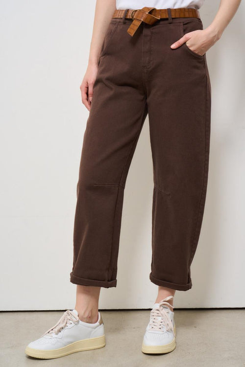 Jeans donna in denim marrone - 2