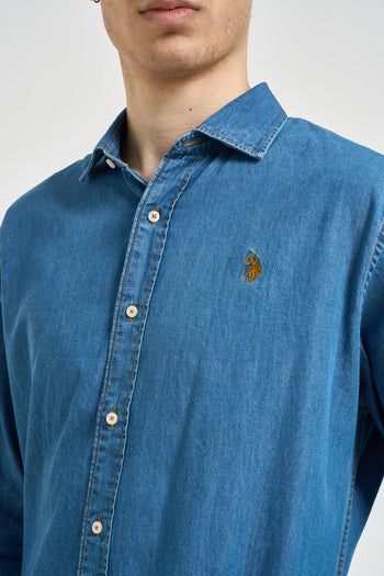 Camicia uomo in denim leggero blu - 3
