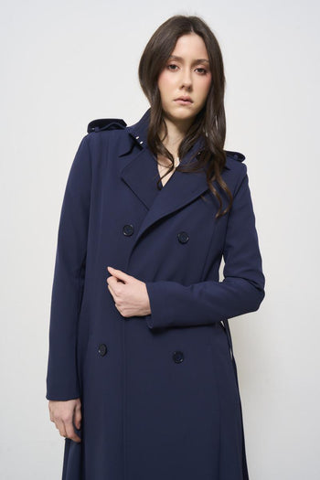 Women's double-breasted trench coat in blue - 6