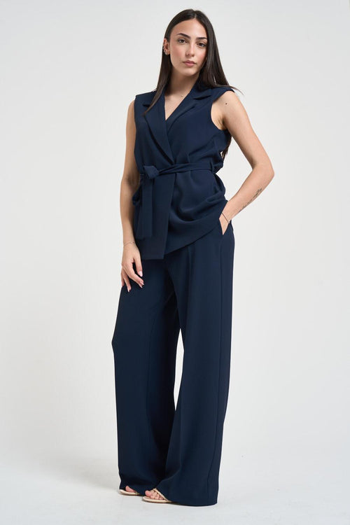 Abito donna gilet e pantalone blu notte