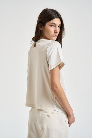T-shirt donna satinata bianca - 3