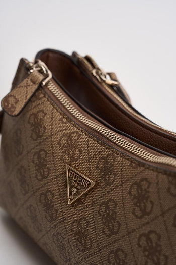 Borsa donna a spalla stampa marrone - 5