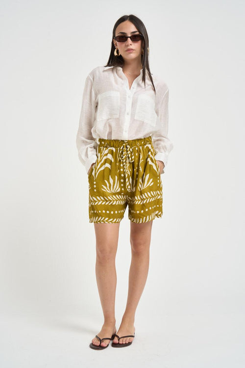 Short donna fantasia floreale lime - 1