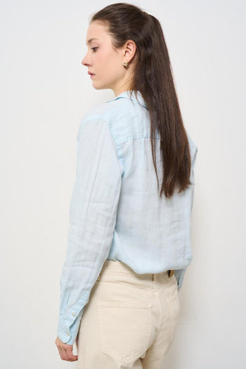 Camicia donna in lino celeste - 5
