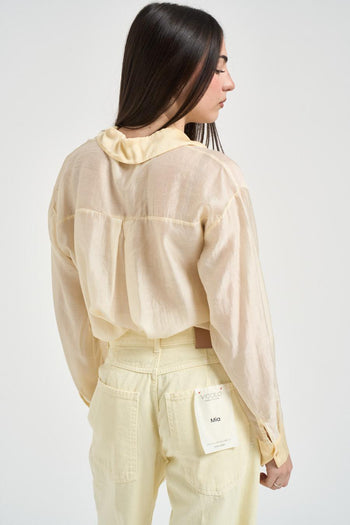 Camicia donna semi-trasparente giallo pastello - 4