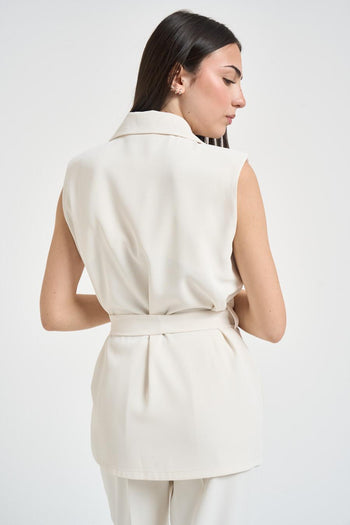 Abito donna gilet e pantalone latte - 4