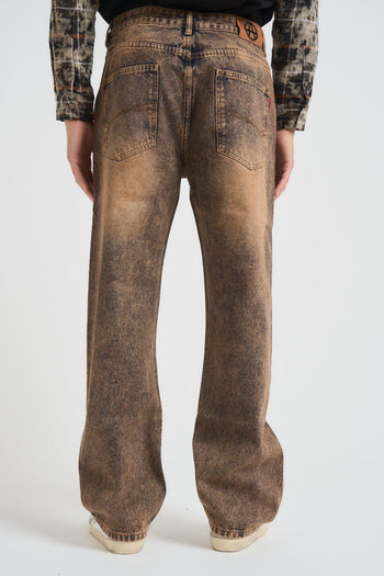Jeans uomo in denim marrone/sabbia - 4