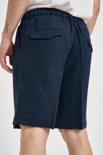 Bermuda uomo in lino blu navy - 3