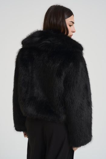 Ecopelliccia donna corta nera - 5