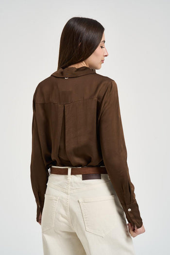 Camicia donna satinata marrone - 4