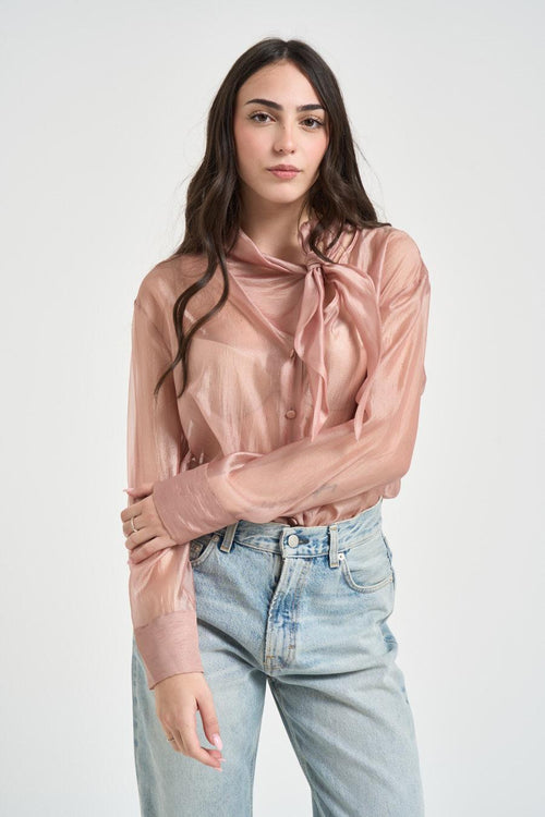 Camicia donna leggera effetto satinato rosa - 1