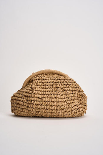 Borsa donna in rafia cammello - 5