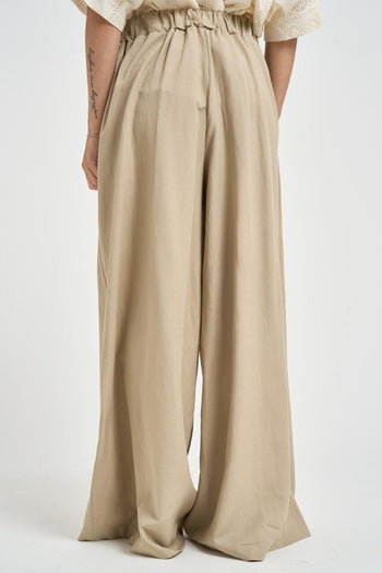 Pantalone donna a palazzo sabbia - 3
