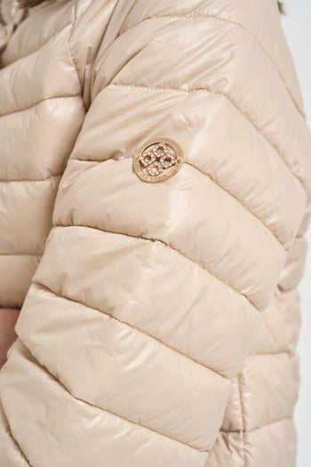Piumino donna maniche a tre quarti beige - 3