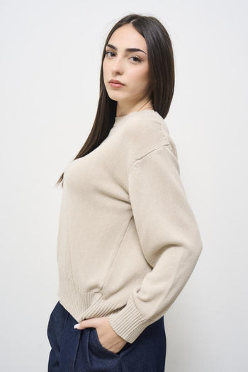 Maglia donna girocollo tortora - 3