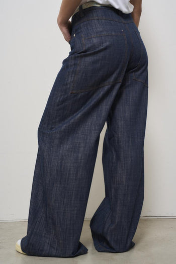Women's dark denim palazzo jeans - 5