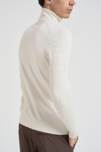 Maglia uomo collo alto a trecce latte - 4