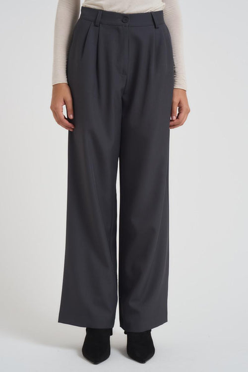 Pantalone donna con pinces grigio