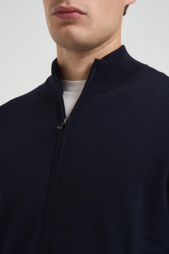Maglia uomo con zip blu notte - 3