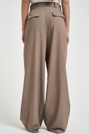 Pantalone donna gamba ampia beige - 3