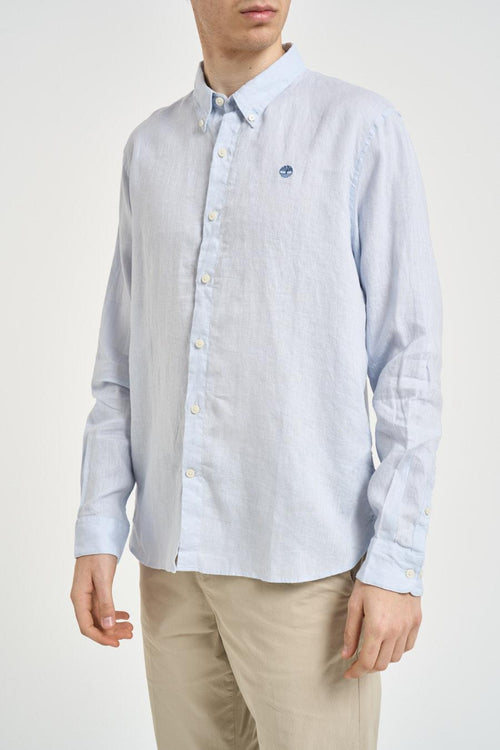 Camicia uomo in lino celeste - 2