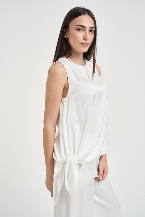 Top donna smanicato bianco - 2